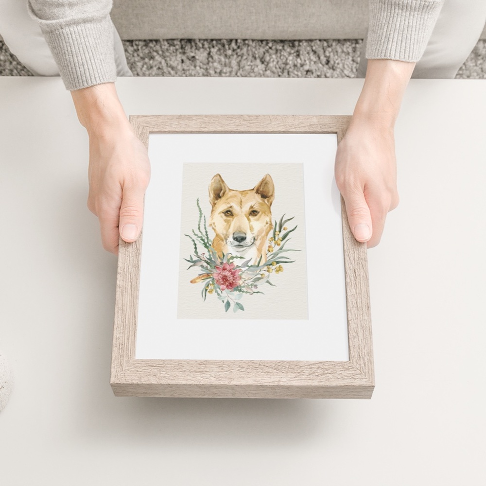 Watercolor Floral Dingo Illustration Wall Art Print Poster Unframed - Picture 9 of 9